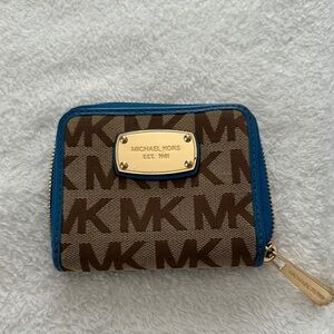 Michael Kors mini Monogram Wallet - Brown and Blue